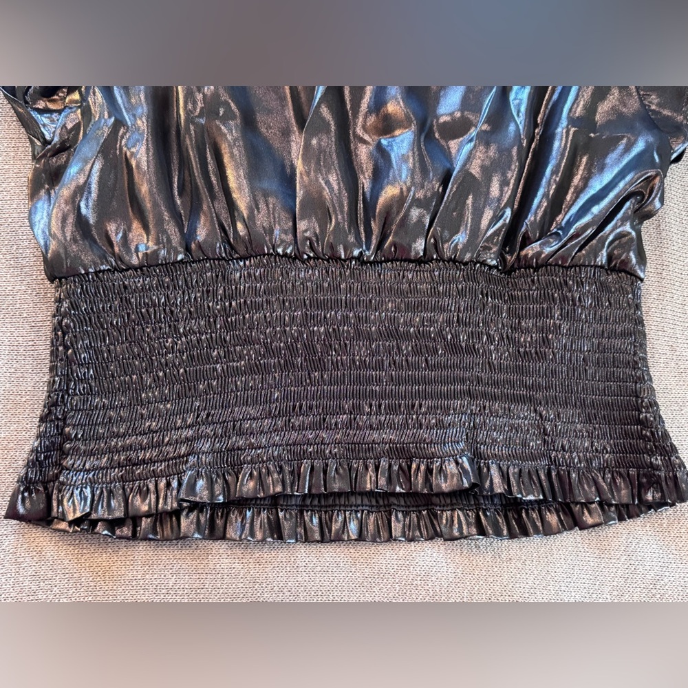 Nine West Sleeveless Ruffle Smocked Hem Top - Picture 8 of 11